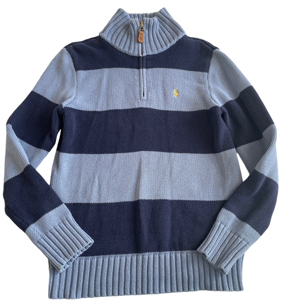 Ralph Lauren Striped Cotton Quarter-Zip Sweater
